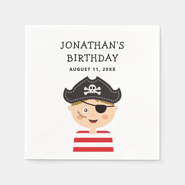 Serviette En Papier Pirate Boy Anniversaire | Fun Kids Adventure Party (Devant)