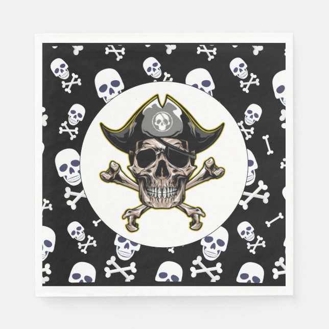 Serviette En Papier Pirate crâne ANNIVERSAIRE (Devant)