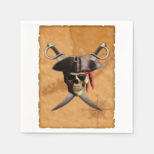Serviette En Papier Pirate Crâne et épées