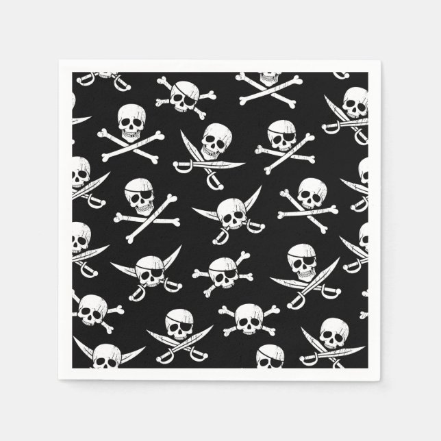 Serviette En Papier Pirate crâne et os (Devant)