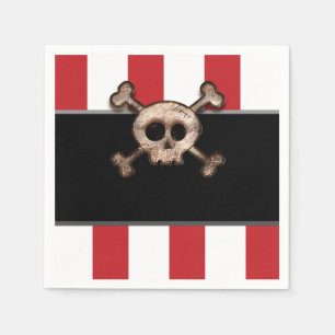 Serviette En Papier Pirate Crâne et Os Croix Rouge Blanc Fête d'annive