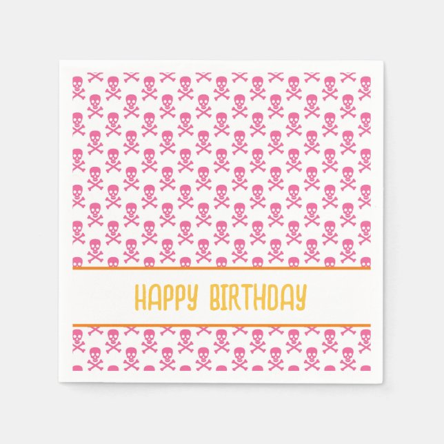 Serviette En Papier Pirate Crossbones Joyeux Enfants d'Anniversaire Co (Devant)