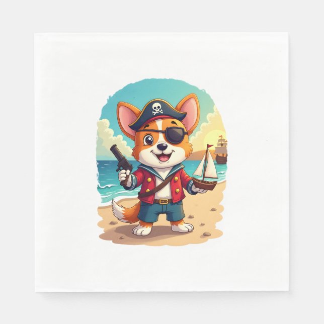 Serviette En Papier Pirate de chien berger allemand (Devant)