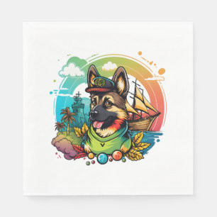 Serviette En Papier Pirate de chien berger allemand