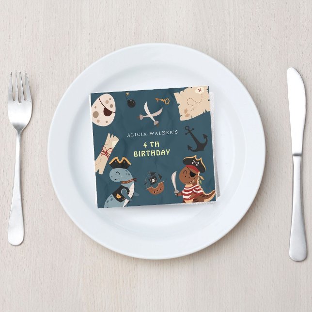Serviette En Papier Pirate Dinosaur fête Animaux Anniversaire de enfan (Créateur téléchargé)