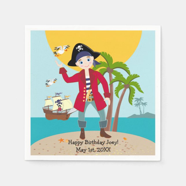 Serviette En Papier Pirate kid birthday (Devant)