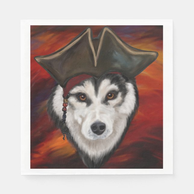 Serviette En Papier Pirate Malamute d'Alaska (Devant)