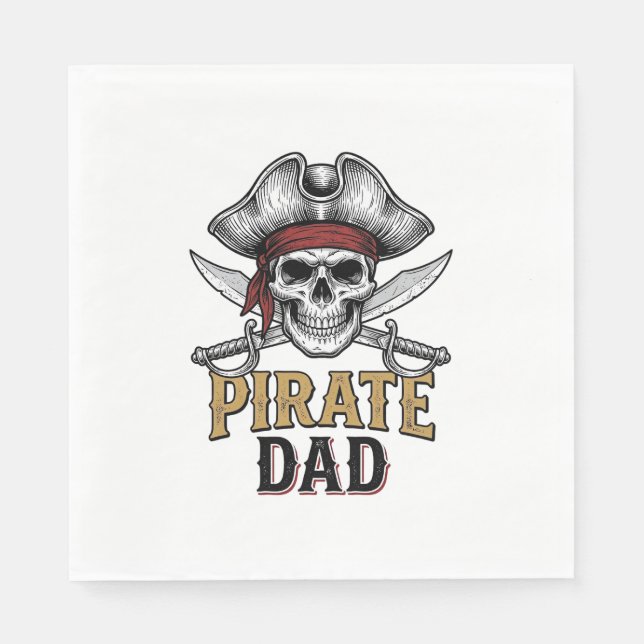 Serviette En Papier Pirate Papa Crâne Épée Vintage Gravure T-Shirt_1 (Devant)