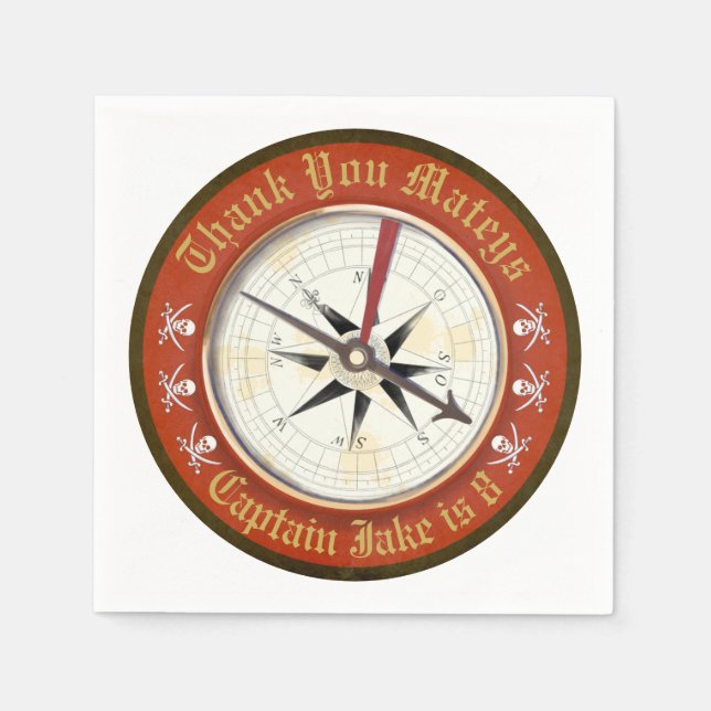 Serviette En Papier Pirate Party Compass (Devant)