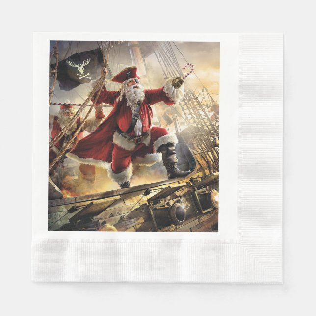 Serviette En Papier Pirate Père Noël (Devant)