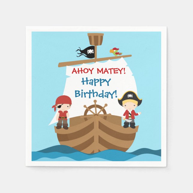 Serviette En Papier Pirate Ship Anniversaire Papier serviettes (Devant)