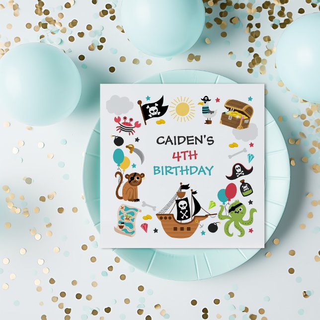 Serviette En Papier Pirate Ship Trésor Anniversaire Fête (Créateur téléchargé)