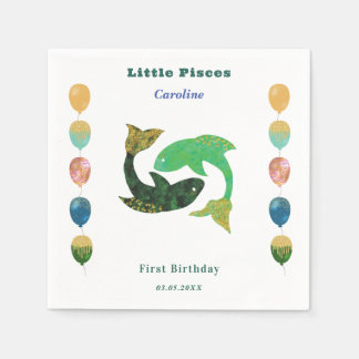 Serviette En Papier Pisces Zodiac 1st Birthday Balloons & Artistic