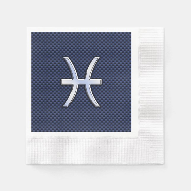 Serviette En Papier Pisces Zodiac on Blue Carbon Fiber (Devant)