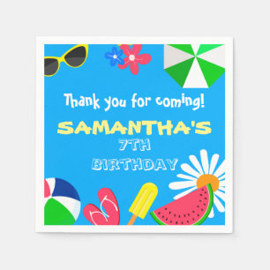 Serviette En Papier Piscine Couleur Bleue Bleue Été Anniversaire Amusa