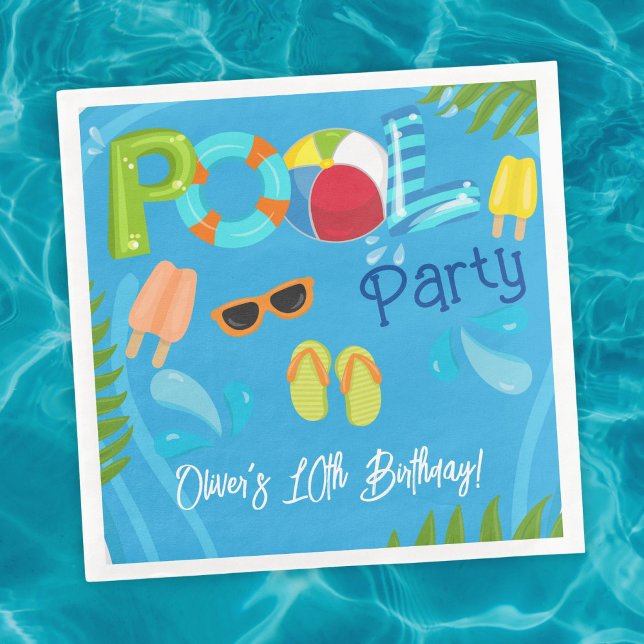 Serviette En Papier Piscine fêtes été garçon fête d'anniversaire (Créateur téléchargé)