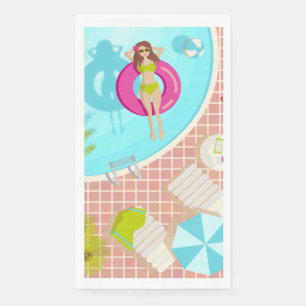 Serviette En Papier Piscine fille en bikini plage d'été