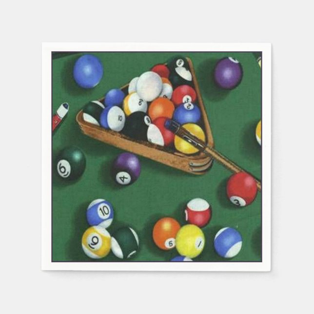 Serviette En Papier Piscine Pause Billard Thème Napkins (Devant)