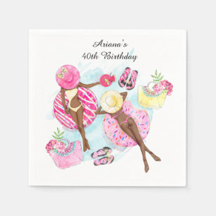 Serviette En Papier Piscine rétro filles 40e Anniversaire serviettes