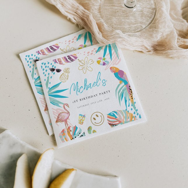 Serviette En Papier Piscine tropicale Anniversaire (Créateur téléchargé)