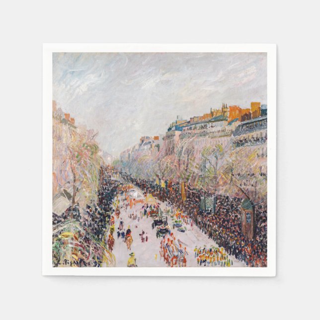 Serviette En Papier Pissarro - Montmartre, Mardi Gras sur le boulevard (Devant)