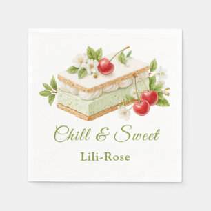 Serviette En Papier Pistachio Crème glacée Sandwich Day Aquarelle