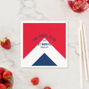 Serviette En Papier Piste Club Red Navy Custom Winter Ski