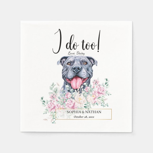 Serviette En Papier Pit Bull Chien Mariage Cocktail Napkins (Devant)