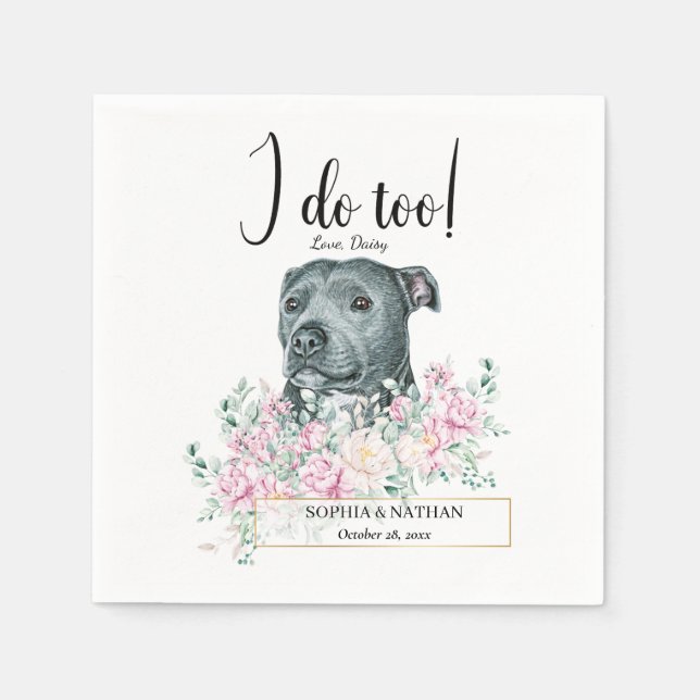 Serviette En Papier Pit Bull Chien Mariage Cocktail Napkins (Devant)