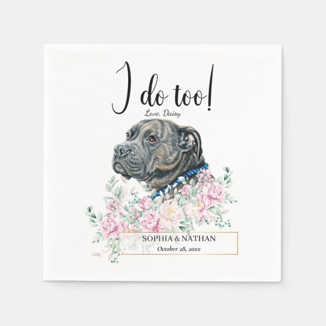 Serviette En Papier Pit Bull Chien Mariage Cocktail Napkins (Devant)