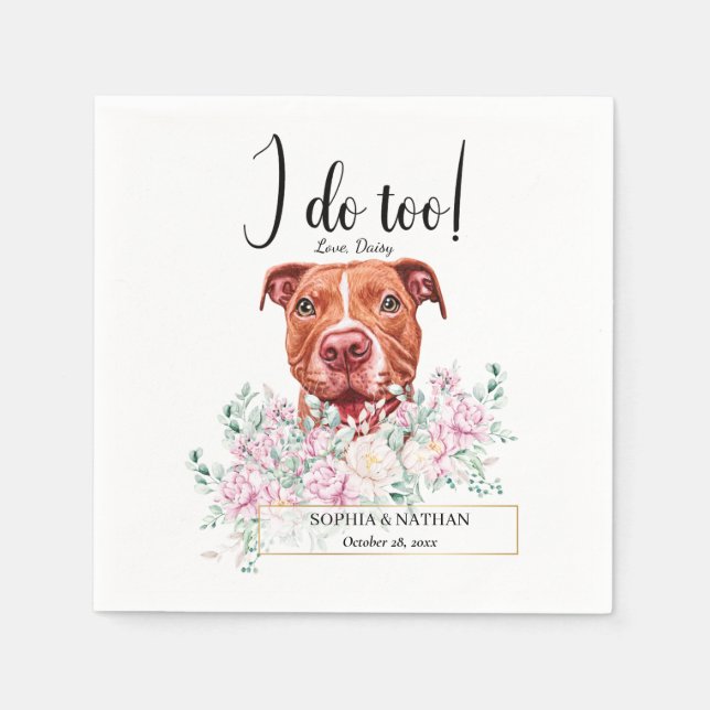 Serviette En Papier Pit Bull Chien Mariage Cocktail Napkins (Devant)