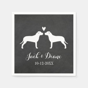 Serviette En Papier Pit Bulls Couple de Mariés avec Texte Personnalisé