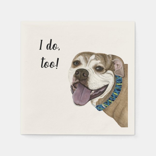 Serviette En Papier Pitbull Chien Cocktail Personnalisé Napkin (Devant)