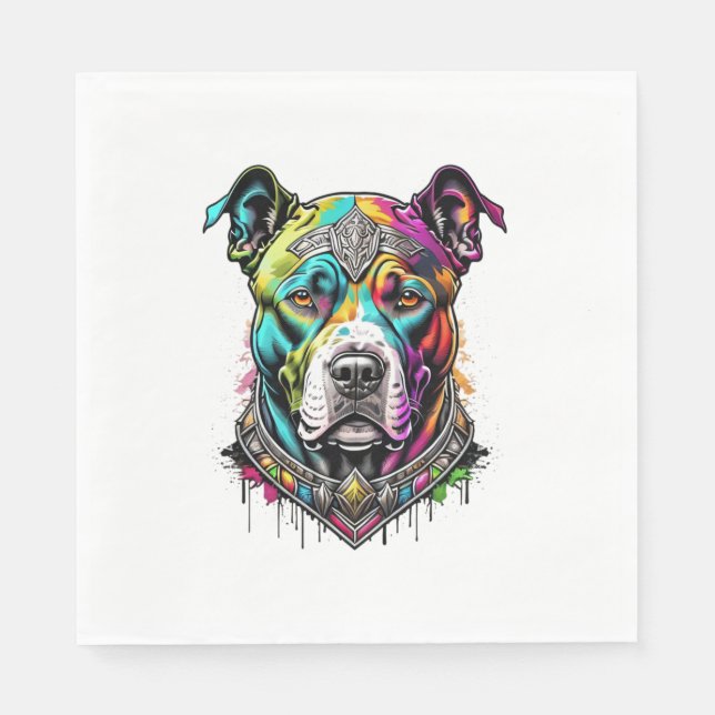 Serviette En Papier pitbull coloré (Devant)