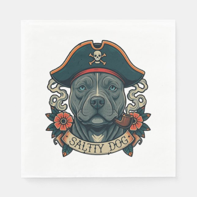 Serviette En Papier Pitbull de chien salé (Devant)