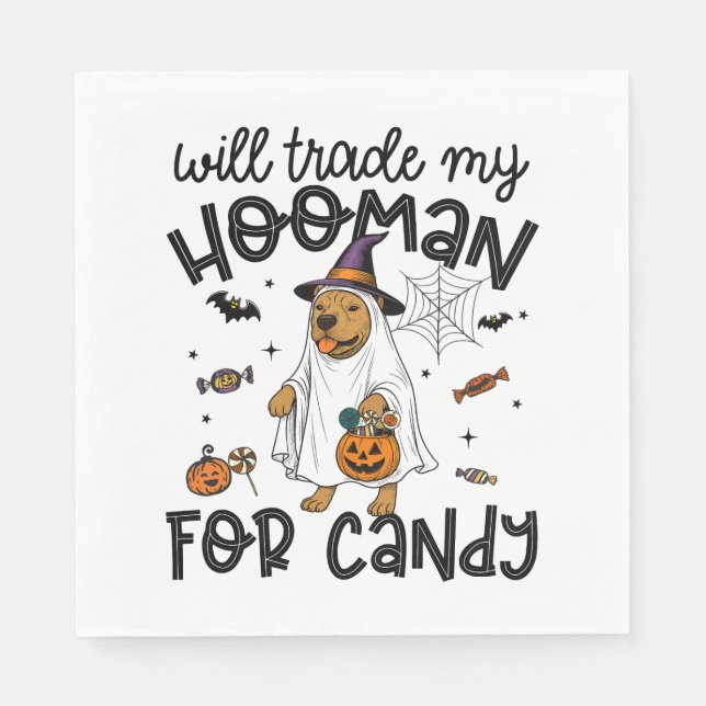 Serviette En Papier Pitpull Chien Halloween Ghost Éffrayant (Devant)