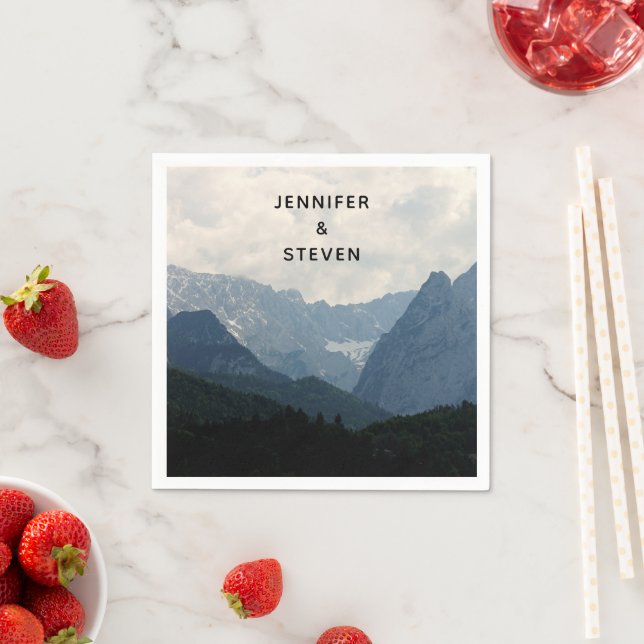 Serviette En Papier Pittoresque Alpine Mountains Nature Photo Mariage (En situation)