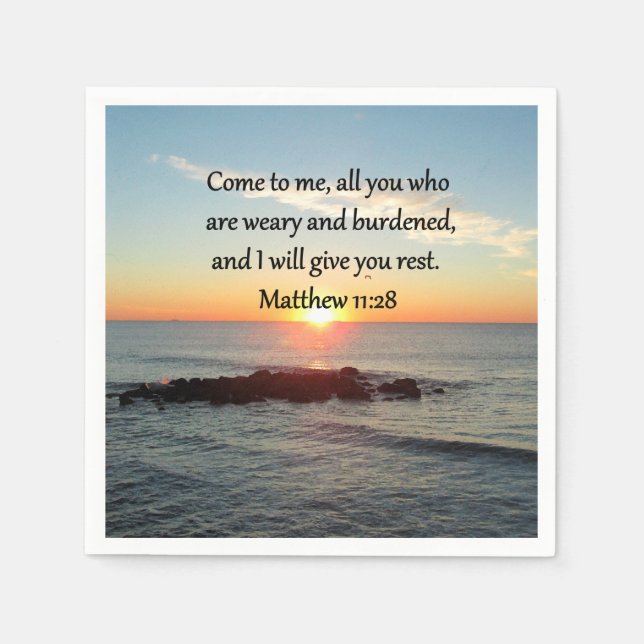 SERVIETTE EN PAPIER PITTORESQUE MATTHEW 11"28 SCRIPTURE VERSE (Devant)