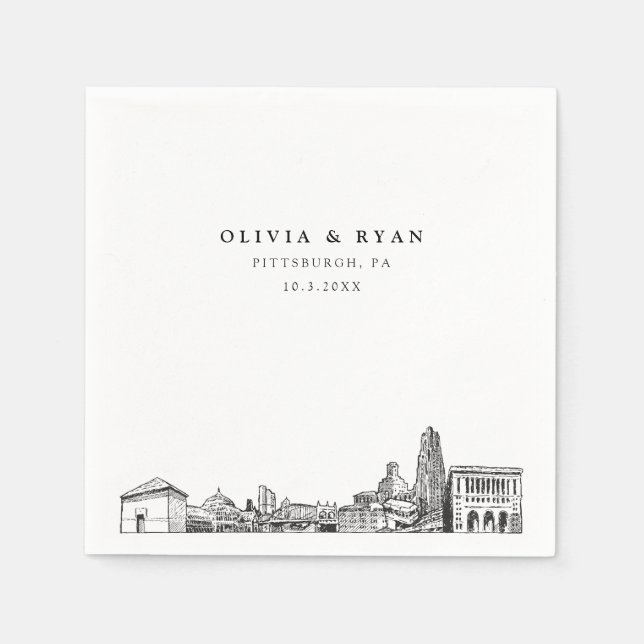 Serviette En Papier Pittsburgh Skyline Mariage Papier Cocktail Napkin (Devant)