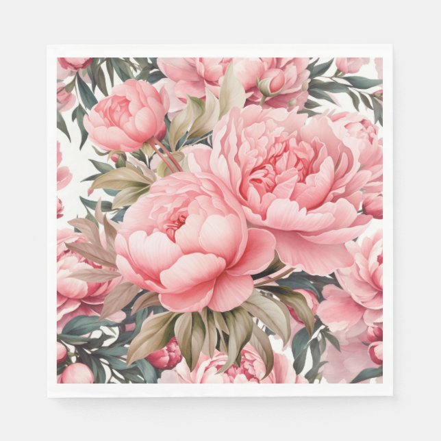 Serviette En Papier Pivoine rose  (Devant)