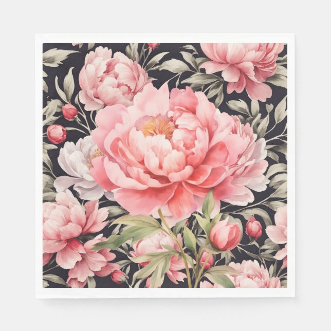 Serviette En Papier Pivoine rose  (Devant)