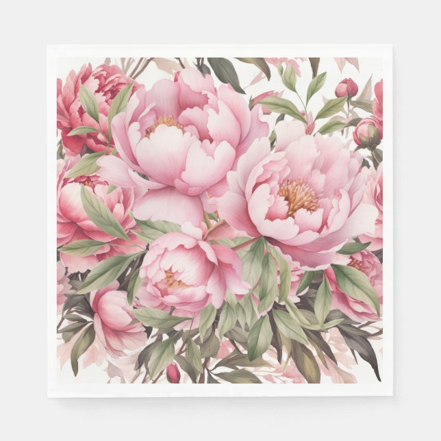 Serviette En Papier Pivoine Rose  (Devant)