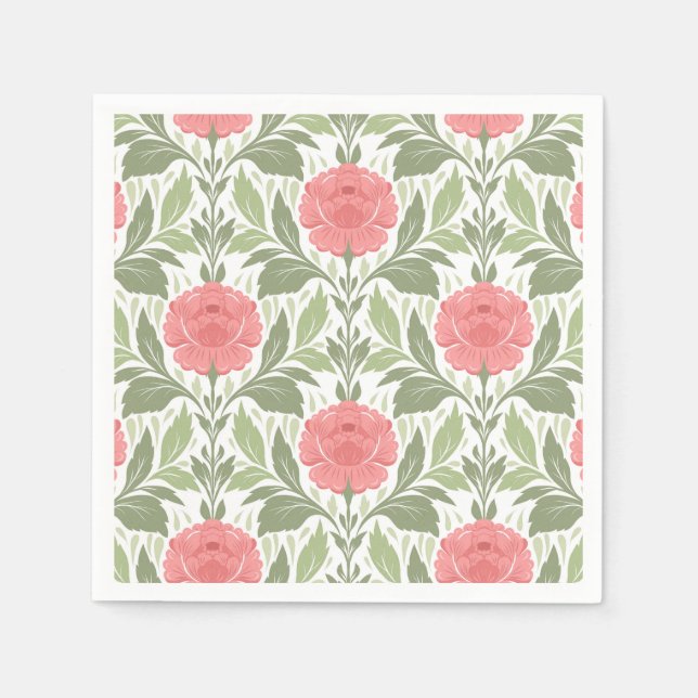 Serviette En Papier Pivoines délicates (Devant)