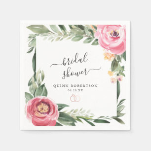 Serviette En Papier Pivoines roses Fête de mariage personnalisée sur l