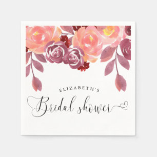 Serviette En Papier pivoines rustiques élégant calligraphie baby showe