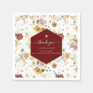 Serviette En Papier PixDezines Boho H2 Fall Garden Fleurs Napkins