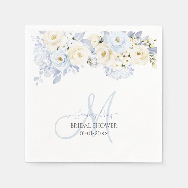 Serviette En Papier PixDezines Elegant Ice Blue Hyde Cream Roses (Devant)