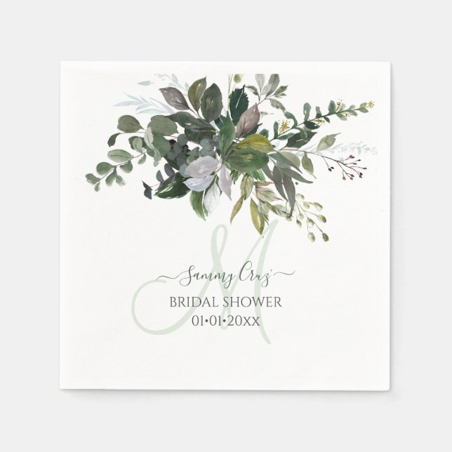 Serviette En Papier PixDezines gomme rustique Eucalyptus Monogram serv (Devant)