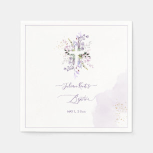 Serviette En Papier PixDezines H2 Lilas Violet Baptême Eucalyptus
