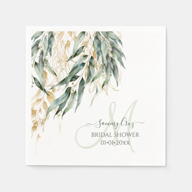 Serviette En Papier PixDezines H2 Monogramme d'eucalyptus de saule rus (Devant)